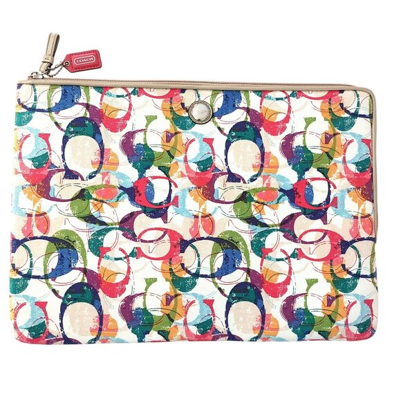 COACH Laptop Sleeve Signature C Graffiti Print 10 x 14 Soft Tablet Case Zip Top - Picture 1 of 12